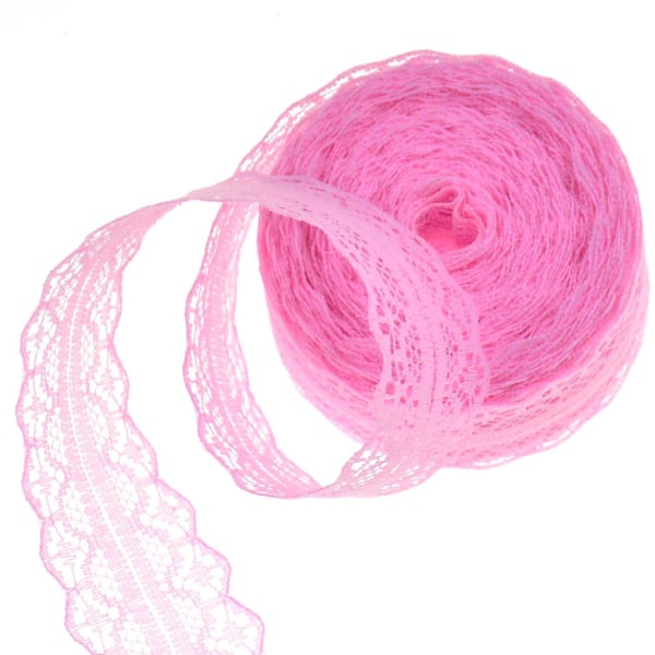 10 Yard 3 Rolls Spetsband Vintage Tyg för DIY-sömnad Presenttillverkning (rosa) Pink