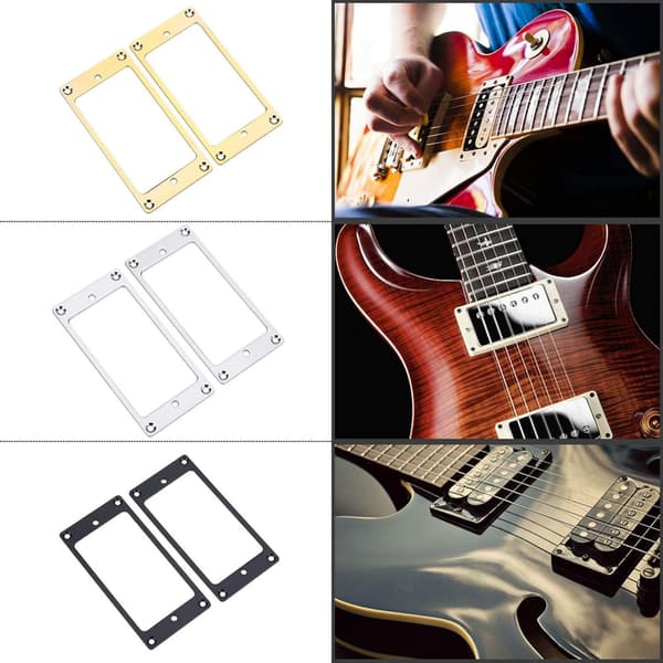 2 st pickup metall pickup ringar, platta humbucker monteringsring för elgitarr (guld) Gold