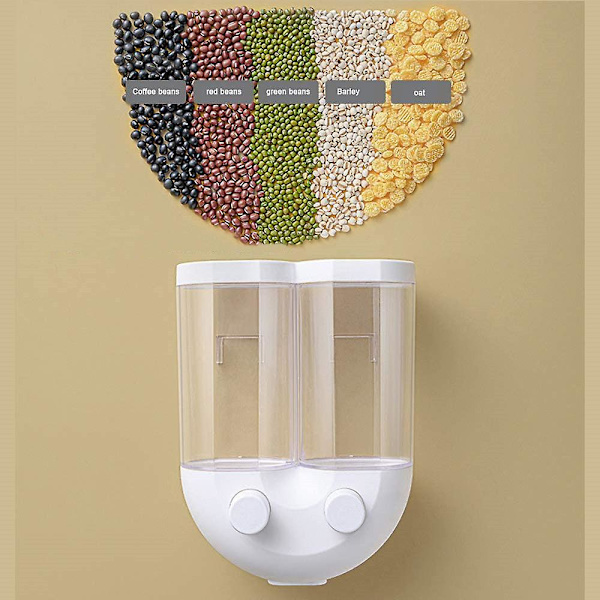 Väggmonterad dispenser, lämplig för spannmålsgodisdispenser vit White