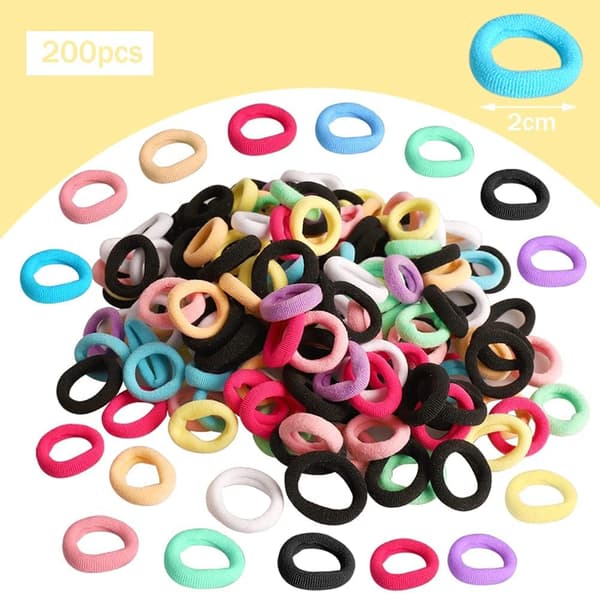 200 stk. elastisk hår til børn, mini elastiske hårbånd farverige til små piger