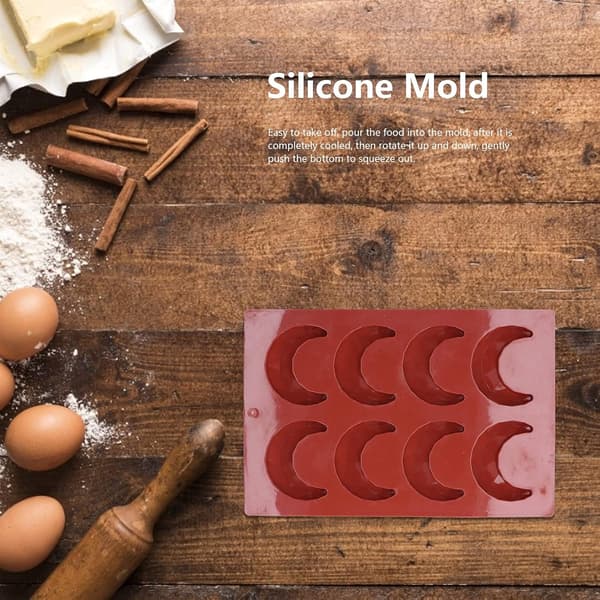 8-hulrums Måneformet Chokoladeform, Non-stick Silikone Slik Sæbeforme Bagning