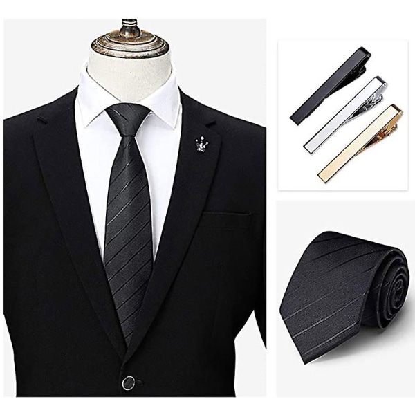 3-delade långa slipsklämmor för män med fyrkantig slipsnålar Bröllopsklämmor