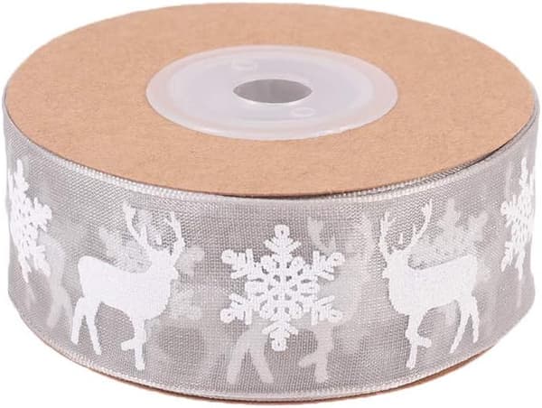 Trykt julepynt sne garnbånd gaveindpakningsbånd DIY håndværk (10M)