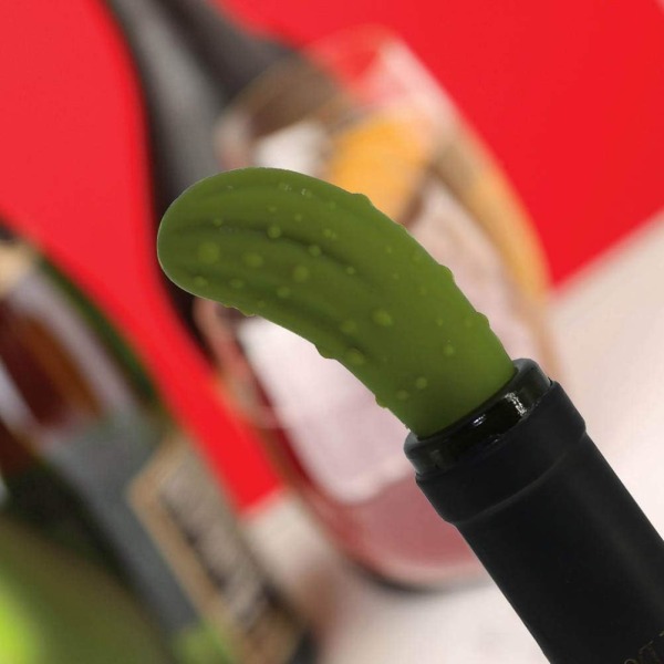 2 x vin silikon flaskpropp korkar i gurkform (grön)