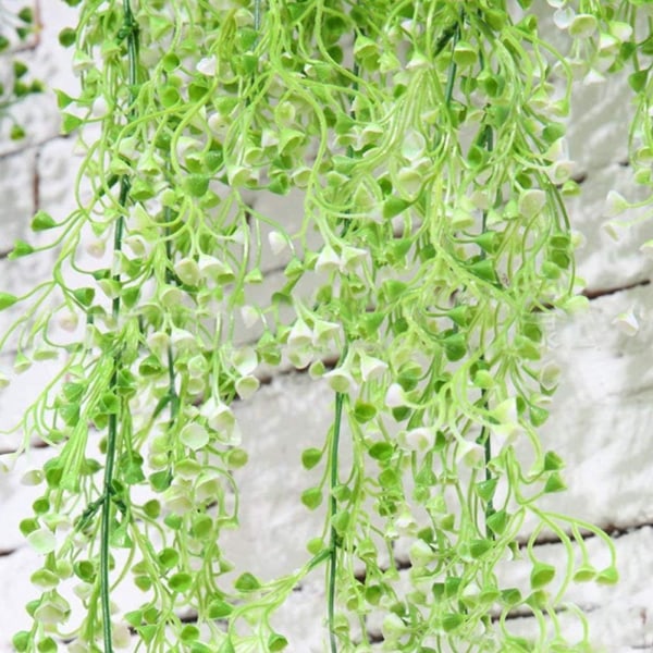 2 st konstgjorda hängande vinplantor - utomhus inomhus falska hängande växter krans (vit) White