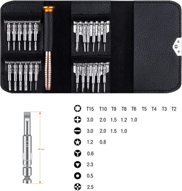 Miniskruvmejselset 25 i 1, precisionsutbytbara bits, reparationssats