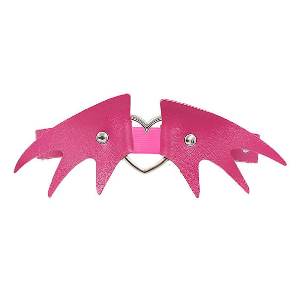 Kvinnor Flickor Vingar Läder Strumpeband Bälte Justerbar Hjärta Punk Gotisk Ben Sele Hängslen 2-pack（rosröd） Rose red