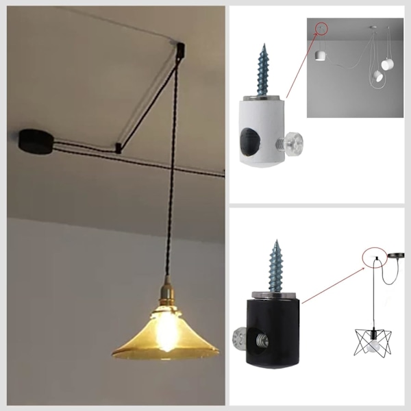Kandelaberbelysningskrok, 6 st hängande belysningskrok Swag-krok för taklampor Kabel (svart)