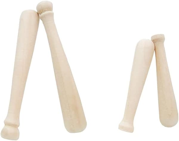 20 stk. ufærdige mini baseballbat i træ, umalede baseballbatperler
