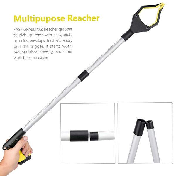 Sopskyffel med griparm, 81 cm långt skräpplockningsverktyg, skräpplockningsverktyg (gul) yellow