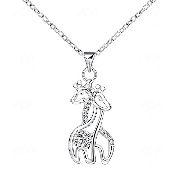 Elegant Giraff Halsband Utsökt Dubbel Hjort Inlagd Zirkon Hänge