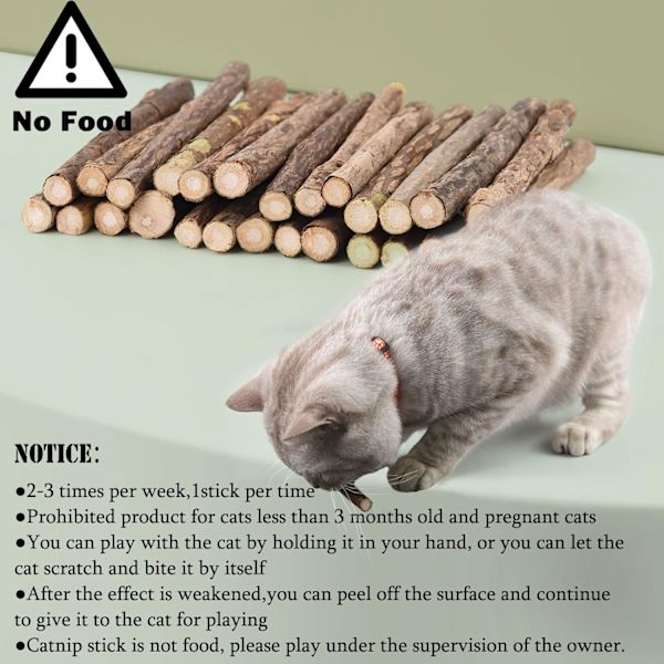 Katt Catnip Leksaker för Katter, Katt Leksak Pinne Naturlig Kattunge Tugga Leksak Tandvård Tandspricka Pinne för Katter, Pack om 20 st
