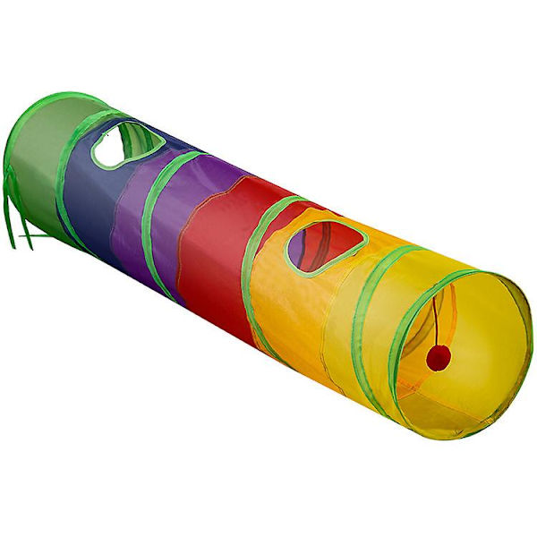 Husdjurstunnelrör hopfällbar pusselövning med rolig boll och 2 hål (25*120cm)