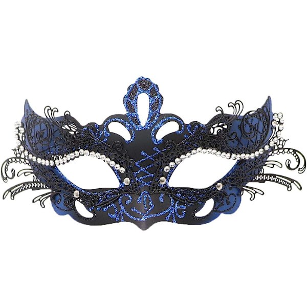 Par Maskerad Mask Metall Järn Fjäril Bal Mask Dubbel Färg (blå) 2 st blue