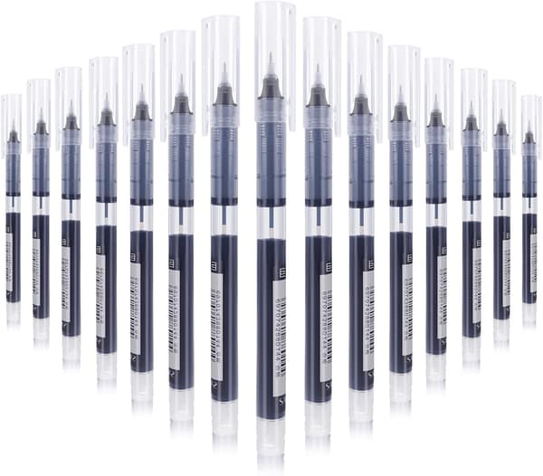 15 stk. sorte rollerball-penne, 0,5 mm fine kuglepenne med flydende blæk