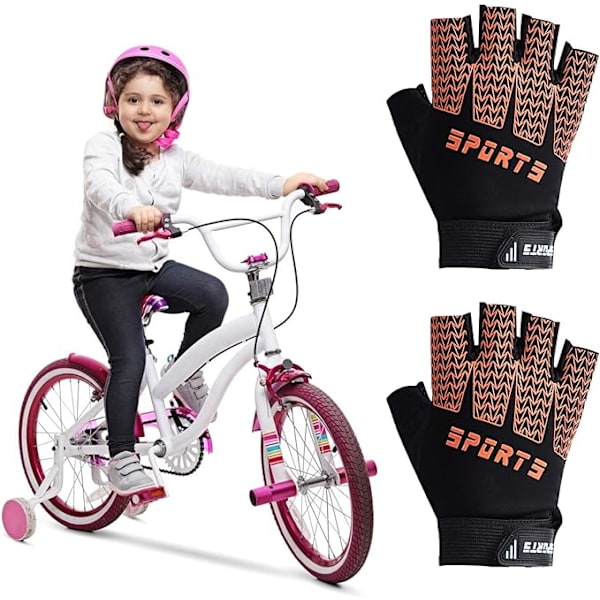 Keleily cykelhandskar för barn, 1 par barnsporthandskar, utomhussporthandskar (orange) Orange