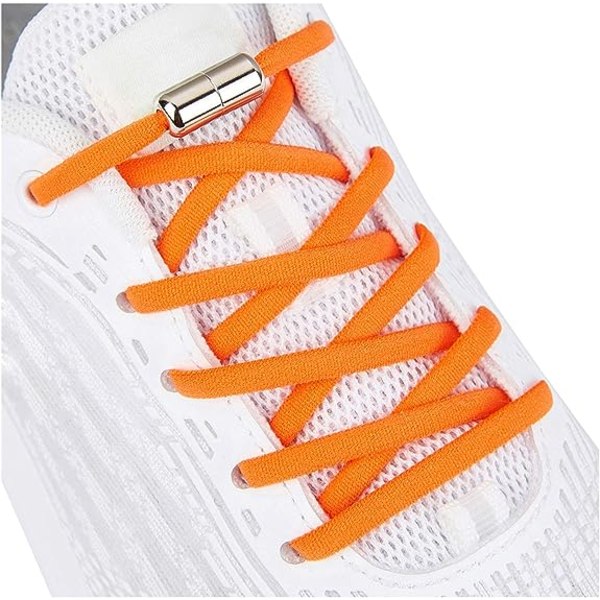 Elastiska skosnören för barn och vuxna sneakers, elastiska skosnören utan knytband Orange