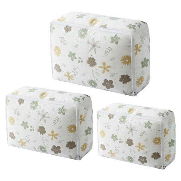 Förvaringsväska 3-pack, PEVA transparent klädväska med robust dragkedja, hopfällbar L