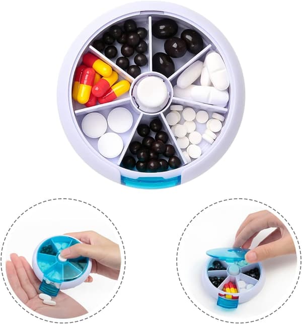 2-pack pillerburkar, veckolåda med 7 fack, bärbar medicindispenser (blå, grön)