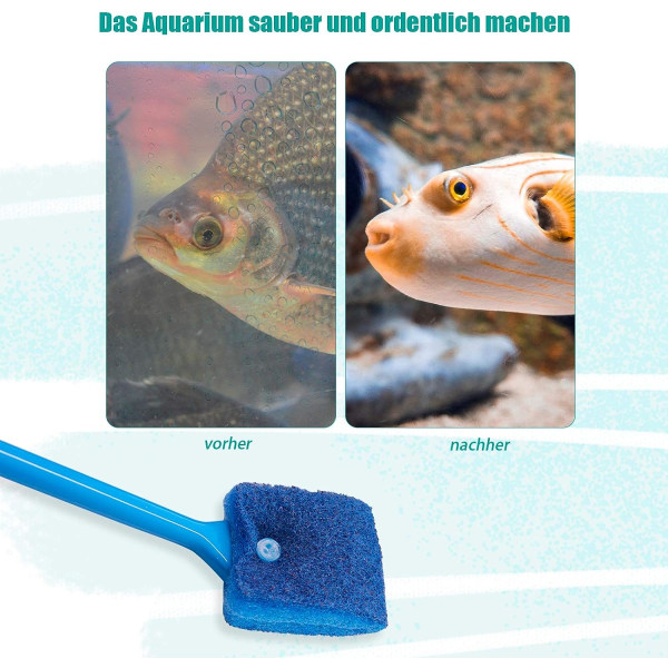 Paket med 4 rengöringsborstar för akvariesvamp, dubbelsidig rengöringssvamp för akvarie med handtag