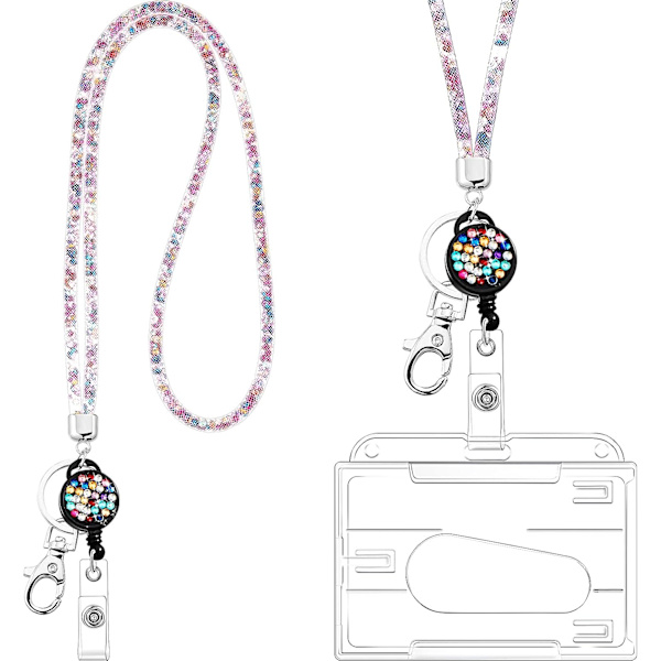 Korthållare med snodd nyckelring kristall snodd halsband bricka hållare (färg) color