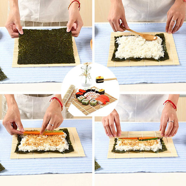 DIY Sushi Making Roller Shutter Rolling Bamboo Sushi Mats 4pieces