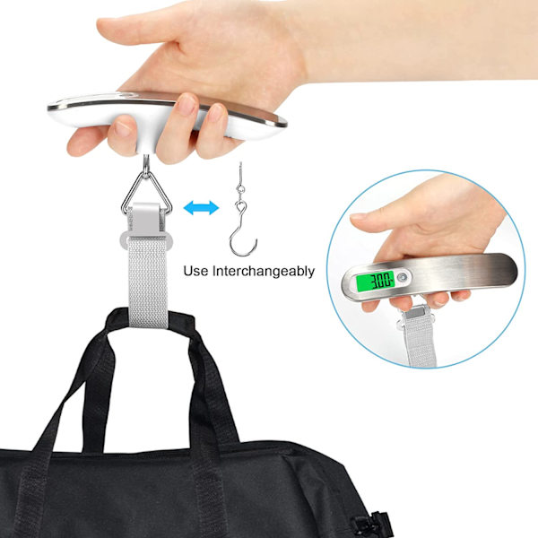 Hög precision bagagevåg, bärbar bagagevåg, elektronisk digital fickbagagevåg, 110lb/50kg digital krok resväska våg