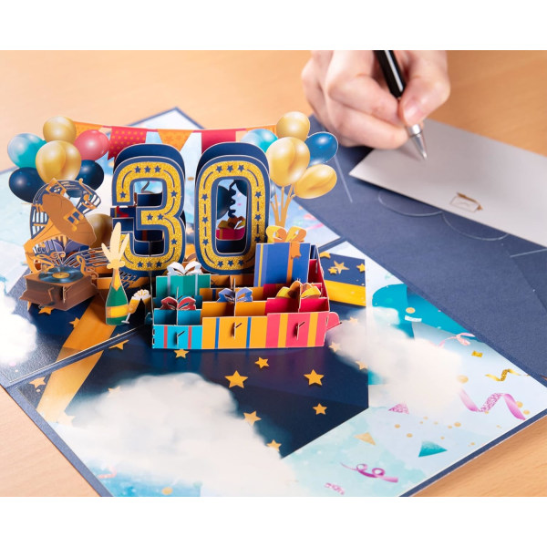 Jubileumspop-up-kort, 3D-födelsedagskort, bröllopsdagskort（30:e） color 2