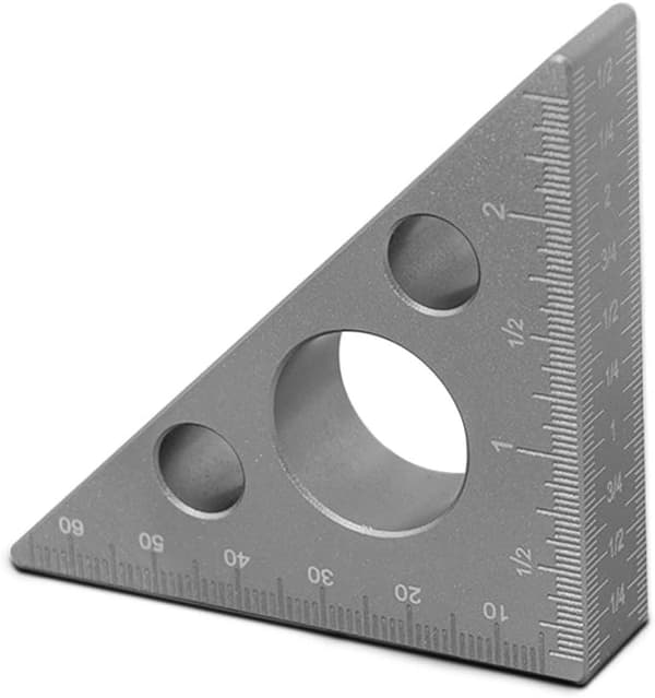 Aluminiumslegering Træbearbejdning Krydset Trekant Lineal Måler, Retvinklet Lineal Tomme