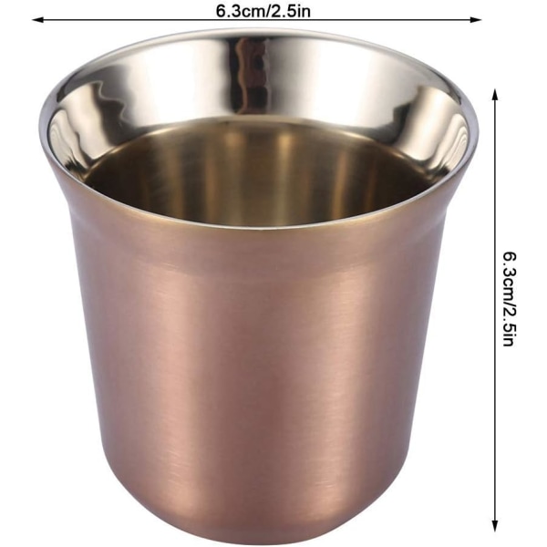 Rostfritt stål dubbelväggig kaffekopp ölmugg tekoppar 85 ml för drickskopp (roséguld) rose gold