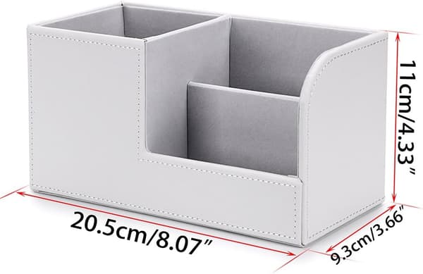 Kontor Multifunktionel 3-rums PU Læder Skrivebordsorganisator (Hvid) White