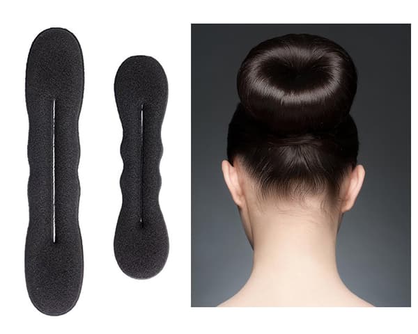 Magisk Hårstyler (2 Små, 2 Store) Svamp Styler Tilbehør Knold 4 Stykker - sort Black