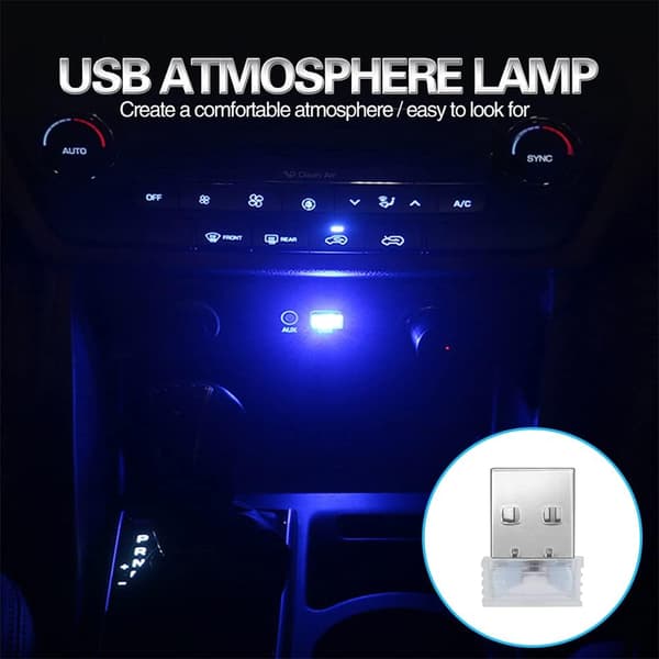 LED-billys til biler, 4 universelle mini-USB-lys - blå blue