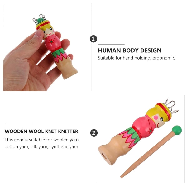 Fransk stickare spole trä stickning verktyg Doll Maker Carfts trä stickare med nål