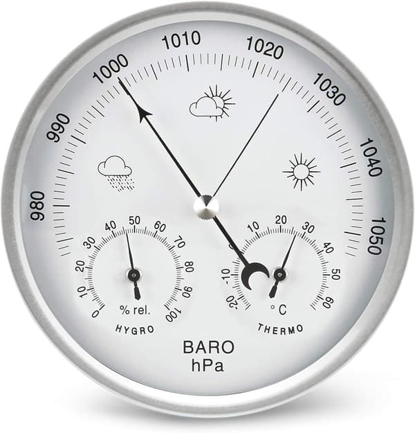 Urskive Barometer med Termometer Hygrometer Vejrstation Barometrisk Trykmåler