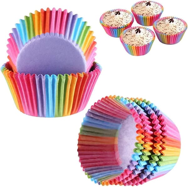 200 stykker muffinforme papir cupcake regnbuepapir til dessert bryllupsfødselsdagsfest