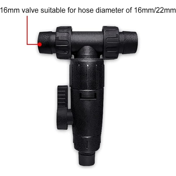 T-koppling för vattenbyte, 3-vägs vattenflödesreglerventil för akvarier 16/22mm