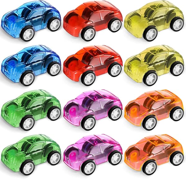 12 stk. Mini Pull Back Push and Go Mini Race Toy Car Bursdagsfestposefyll, 6 farger