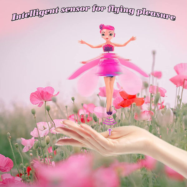 Magic flygande älva prinsessdocka, flygande älva docka leksak för flickor, sky dancer flygande docka flygande leksak