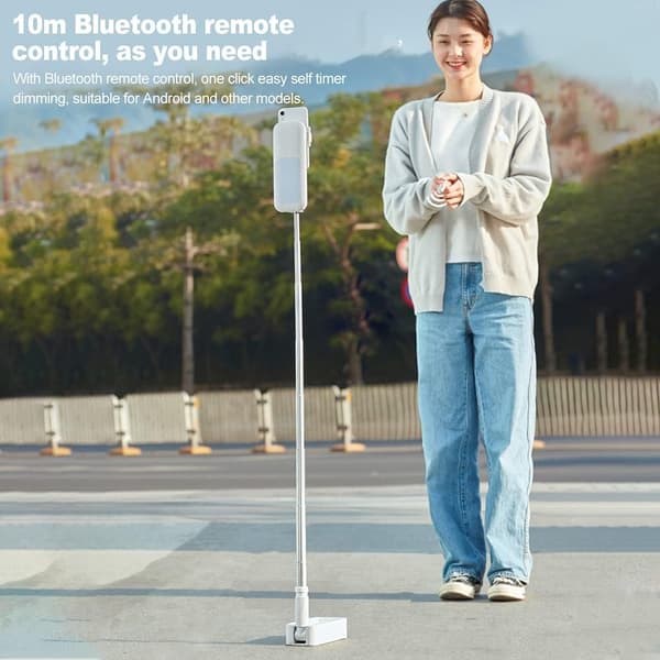Uttrekkbart, sammenleggbart, 360° roterende selfiestativ med multifunksjonell telefonholder