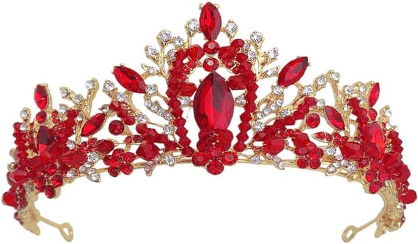 Krystallpannebånd Diamant Brudehodeplagg Bryllupsball Krone Hårpynt (rød) Red