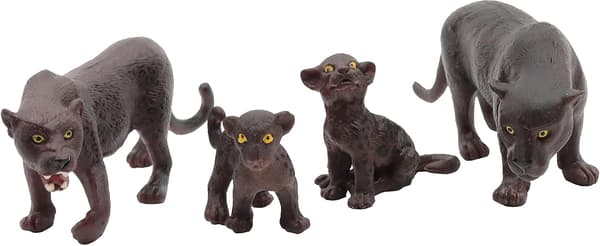 4 stk. realistisk leopardstatue vildtkarakter sort panter dyremodel