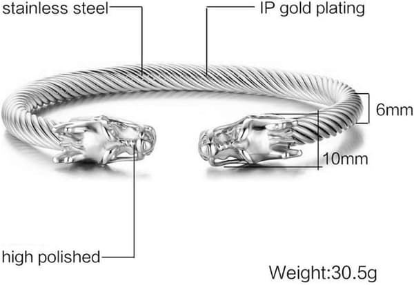 Herrearmbånd Elastisk stang Justerbart Viking Punk Dragearmbånd i rustfrit stål