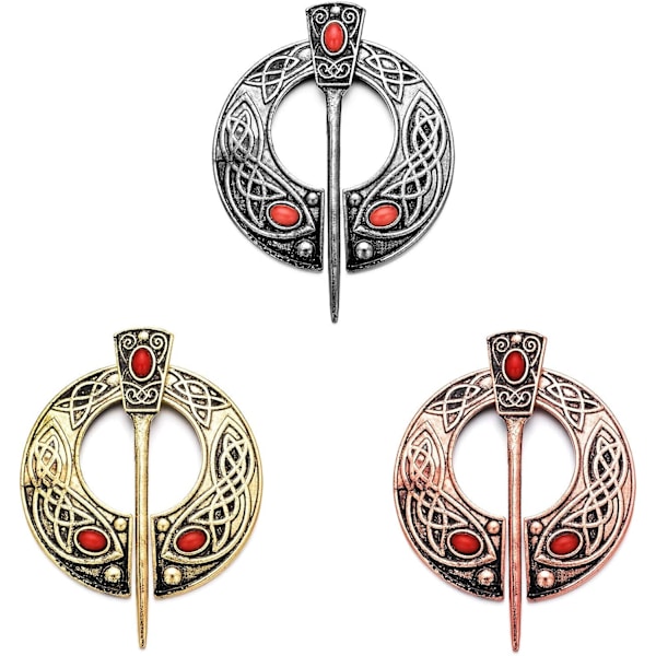 Viking Brosch Pin Spänne Kläder Kappa Pin Sjal Scarf Brosch Smycken （Stil7-röd koppar） color 3