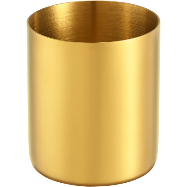 Rund pennhållare i rostfritt stål Desktop Hållbar pennhållare (guld)