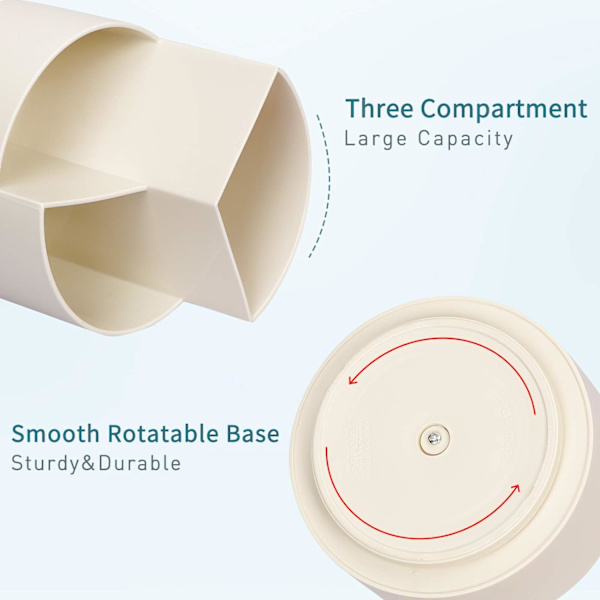 Sminkborsthållare, pennhållare för skrivbord, 360 graders roterbar förvaringsenhet för skrivmaterial (beige)