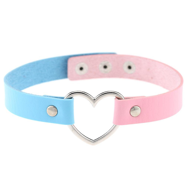 Flickor Älskar Hjärta Halsband Dubbel Färg PU Läder Krage Punk Halsband Halsband color 7