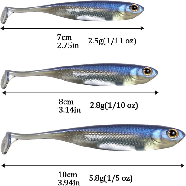 Simuleret blød fisk reflekterende agn, shad agn, flydende reflekterende agn - 5 stykker