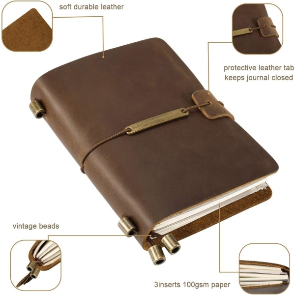Cover Reloadable Traveller's Diary, 5,3"L x 4,0"W Diary Notebook Diary