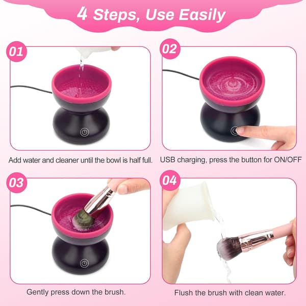 Makeupbørsterenser Maskine, USB Automatisk Spinner Kosmetisk Børsterenser, til Alle Makeupbørster